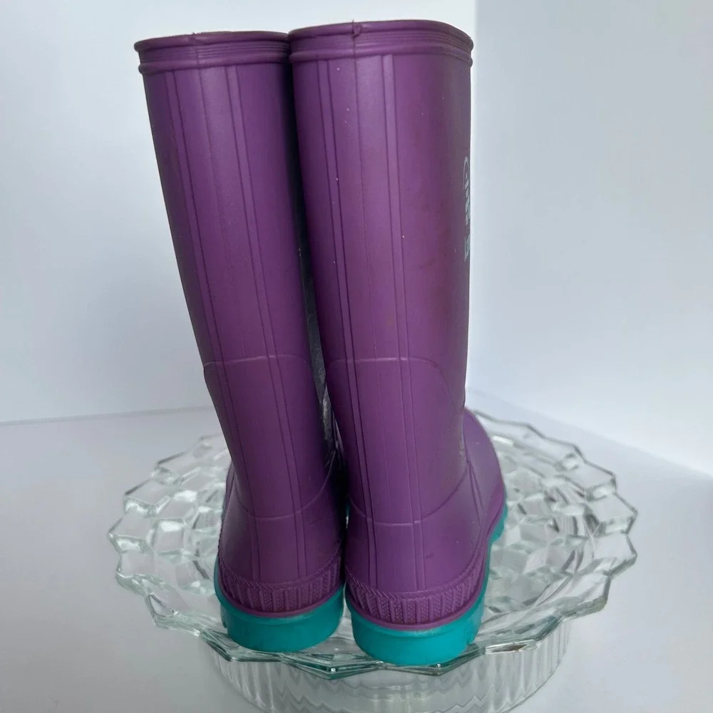 Kamik‎ Kids Purple Rain Boots Size 2 Toddler Waterproof Rubber Teal Sole